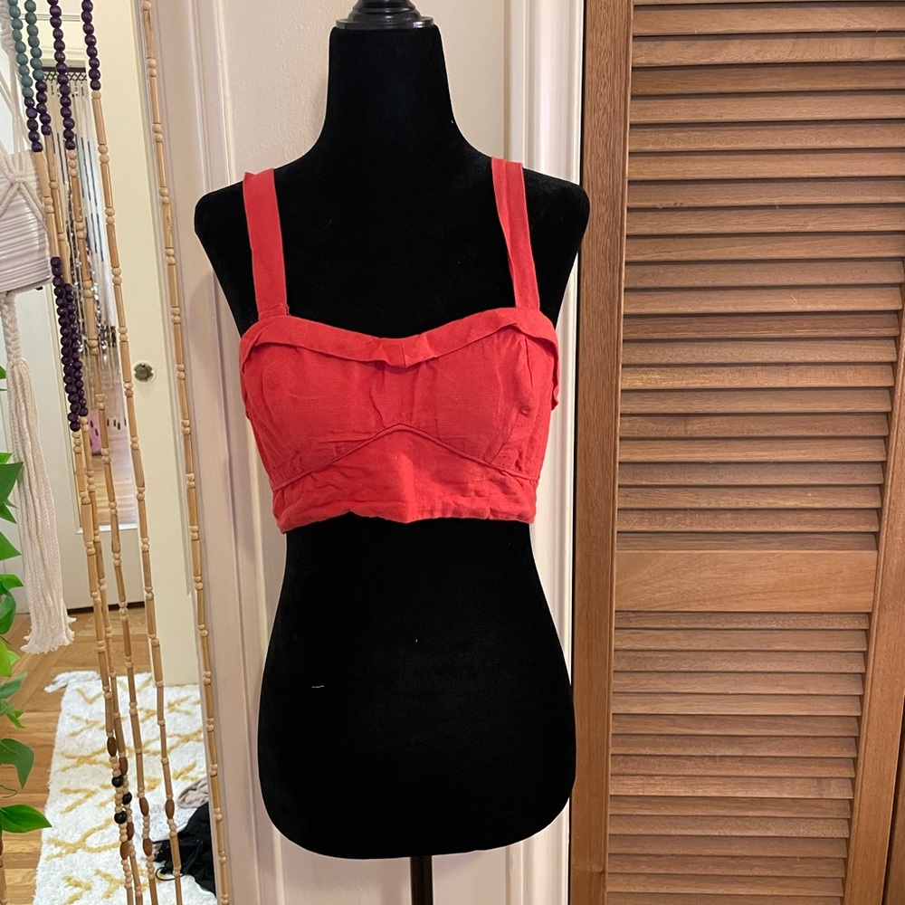 anthropologie linen crop top